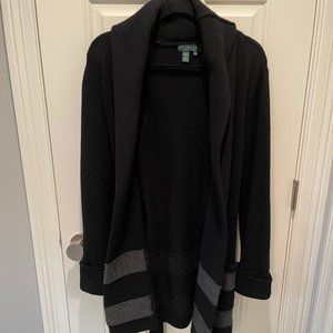 Ralph Lauren Black and Gray Wool Long Cardigan